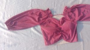 Pink Glittry Crop Top