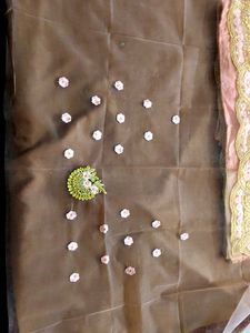 Pink Embellished Saree with blause piece