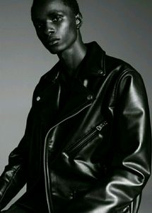 Hnm Black Leather Biker Jacket