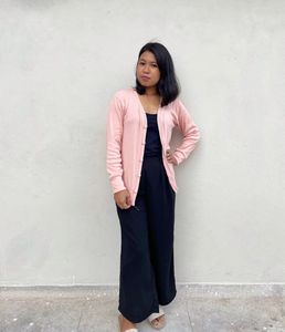 Peach Solid Cardigan