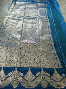 New peacock blue semi silk saree
