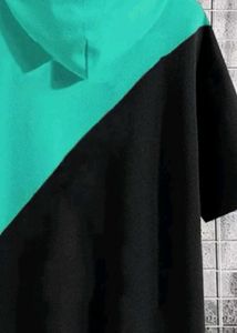 Color Black Short Sleeve Hoodie