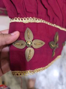 Maroon patiala with beads detailing