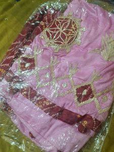 Crape Pink Bandhani Saree
