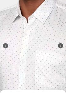 White Shirt With Black Geomatric Pattern Prints