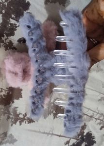 Fluffy Hair Claw Clips - Cute Pastel Set