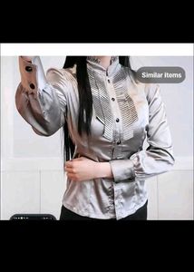 Satin Fitted top With Belt