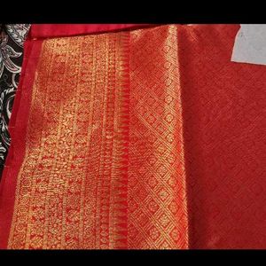 Bridal Red &amp; Gold Traditional Saree
