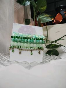 Green Beaded Bracelet Set