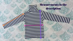 Turtle Neck Sweater For Women. Blue And White Stripes Turtle Neck Sweater
