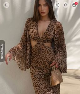 Brown Leopard Print Cutout Maxi Dress NewMe