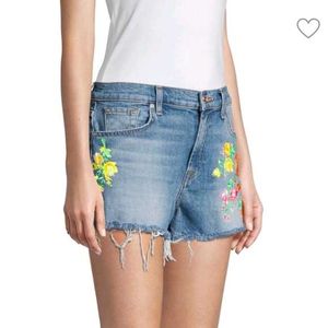 Floral Embroidered Denim + Pink Shorts