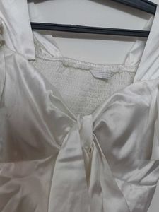 White Ruffle Sleeve Crop Top