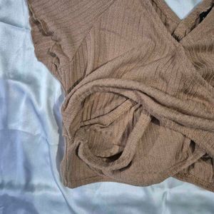 Shein Wrap Top With Cutouts