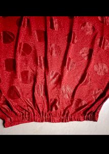Red Dotted Bat Sleeve Blouse