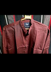 Maroon Band Collar Shirt