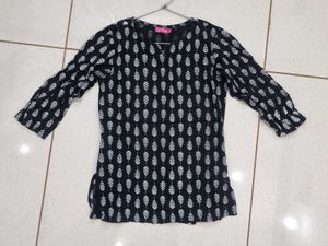 Printed Black short kurti