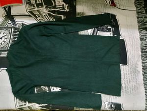 Green Ruffle Trim Knit Top