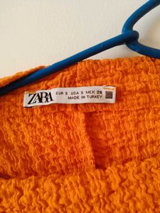 Original Zara Stretchy Orange Crinkle Top