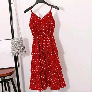 Red Polka Dot Tiered Dress