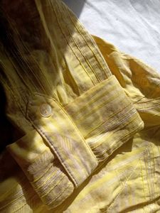 Yellow Floral Classy Shirt With Shining Lines