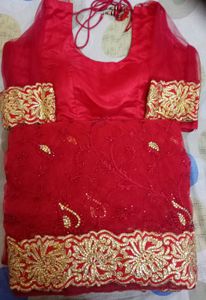 red colour soft net saree