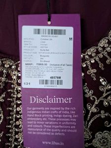 Libas Burgundy Embroidered Dress 3 Pcs