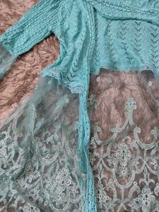 Whimsical Mermaidcore Lace Embroided Shrug