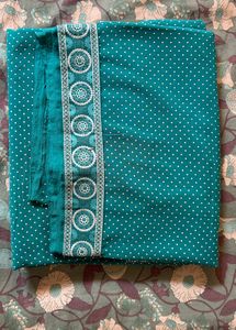 Aqua Mint Green Luckhnowi Silk Saree Designer Pattern