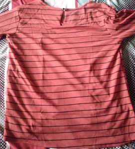 Vestry Women&#39;s Red Top With Black Strips
