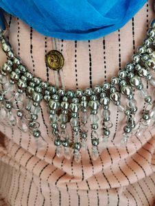 Blue Tie-Dye Scarf Necklace