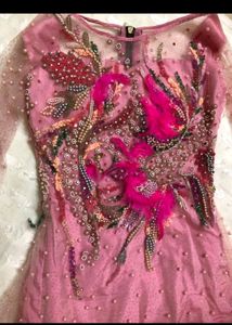 Pink Maxi Gown With Pearl Work