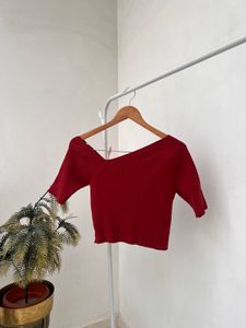 Ribbed Asymmetrical neck Crop Top ♥️