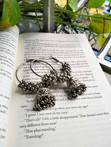 Oxidized Silver Jhumka Hoop Earrings ✨