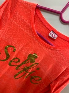 Orange Neon Colour Tshirt For Women