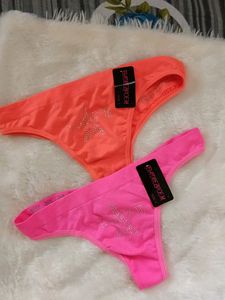 Neon Pink And Orange Rhinestone Panties