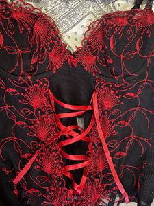 Red Embroidered Corset