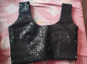 Black Fancy Blouse Length -13 Inch With Side Chain