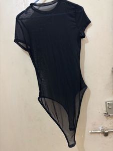 Sheer Black Bodysuit Top