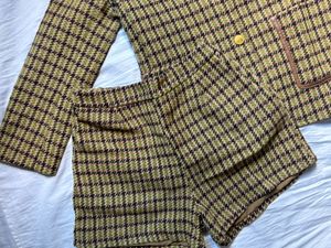 matching tweed blazer and shorts