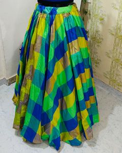 Blue &amp; Green Checkered Skirt Set