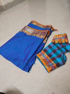 Blue Silk Saree with Blouse Piece
