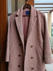 Double breasted Pink Long Trench Coat