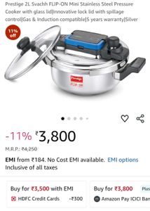 New Prestige 2L Flipon Pressure Cooker With Glass