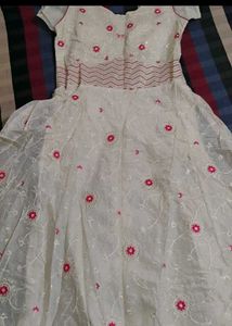 White And Yellow Embroidered Anarkali Kurti COMBO