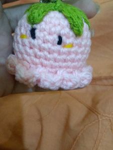 Cute Pink Crochet Octopus Keychain