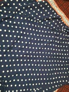 Navy Polka Dot Embroidered Kurti Set