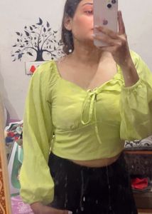 Green Tie-Front Top