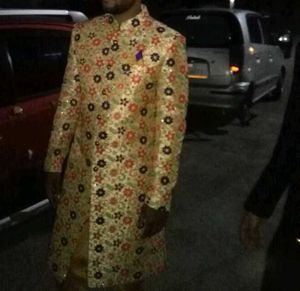 Floral Sherwani with Brooch