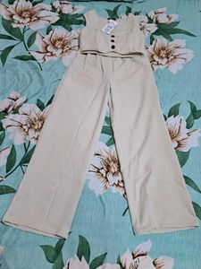 Shein sleeveless Textured waistcoat with wide leg